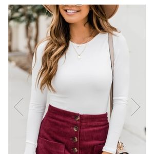 NWT Pink Lily bodysuit in white, XL, long sleeves